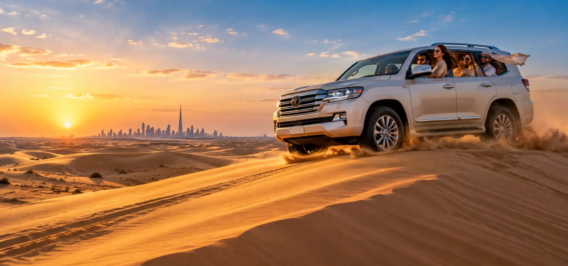 Dubai desert safari tour at sunset